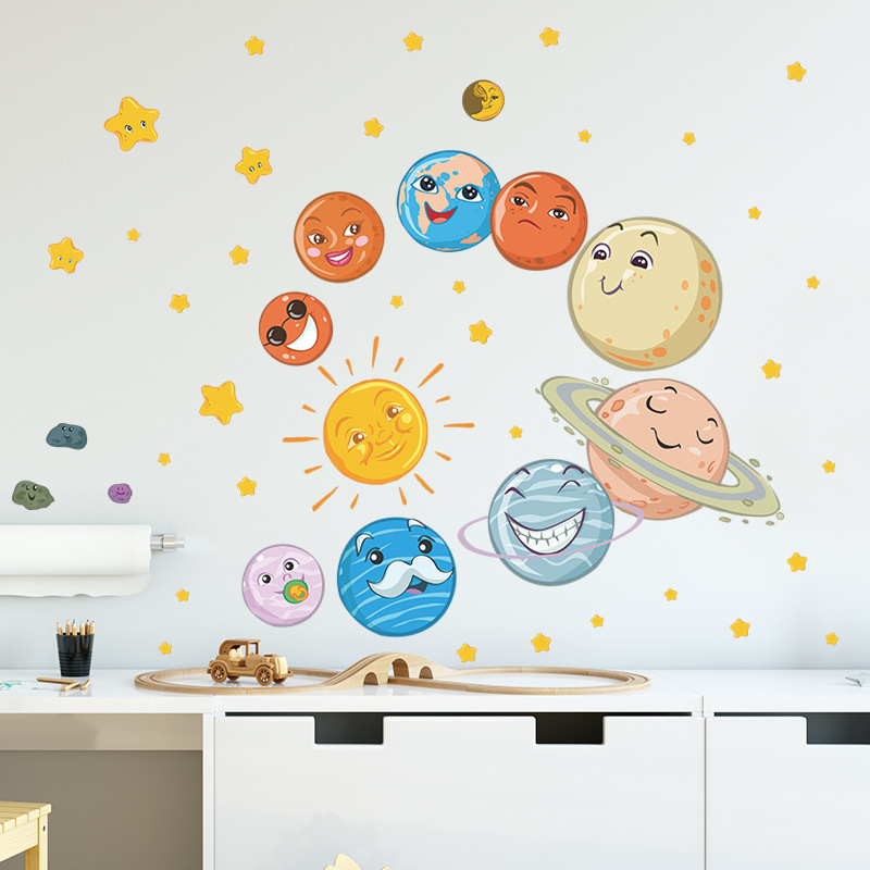 nursery decoration self adhesive cartoon sun 3d space wall decal