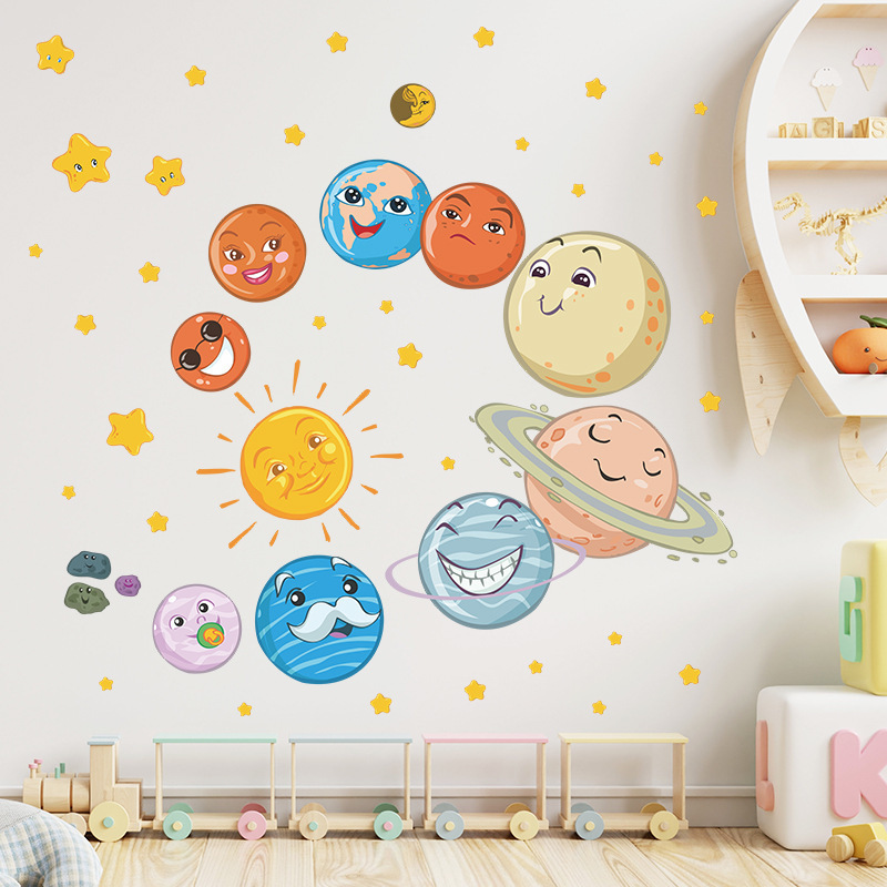 nursery decoration self adhesive cartoon sun 3d space wall decal