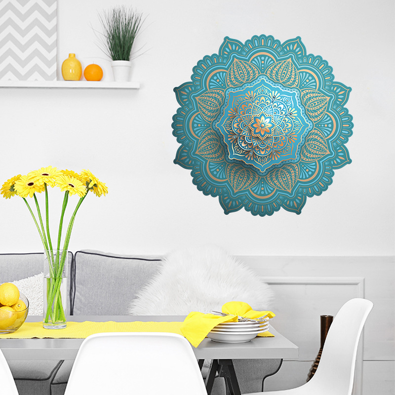 New design home decoration self adhesive 3d holiday mandala wall sticker