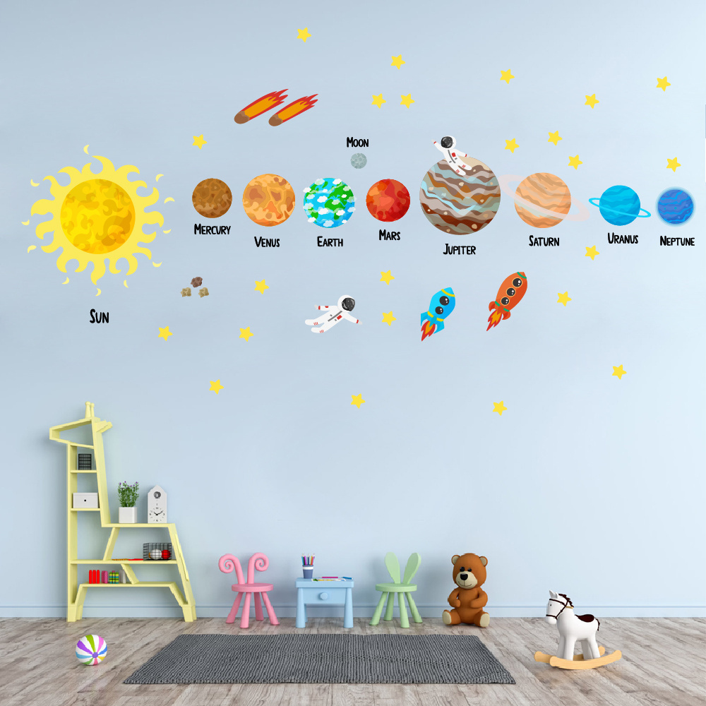 home decoration living room 3d solar system wall art stickers