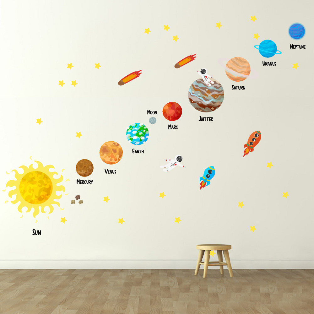 home decoration living room 3d solar system wall art stickers