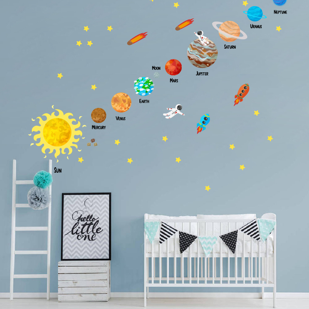 home decoration living room 3d solar system wall art stickers