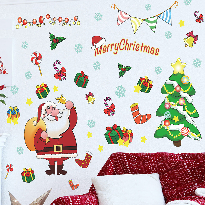 Merry christmas wall sticker removable snowflake stickers for gift