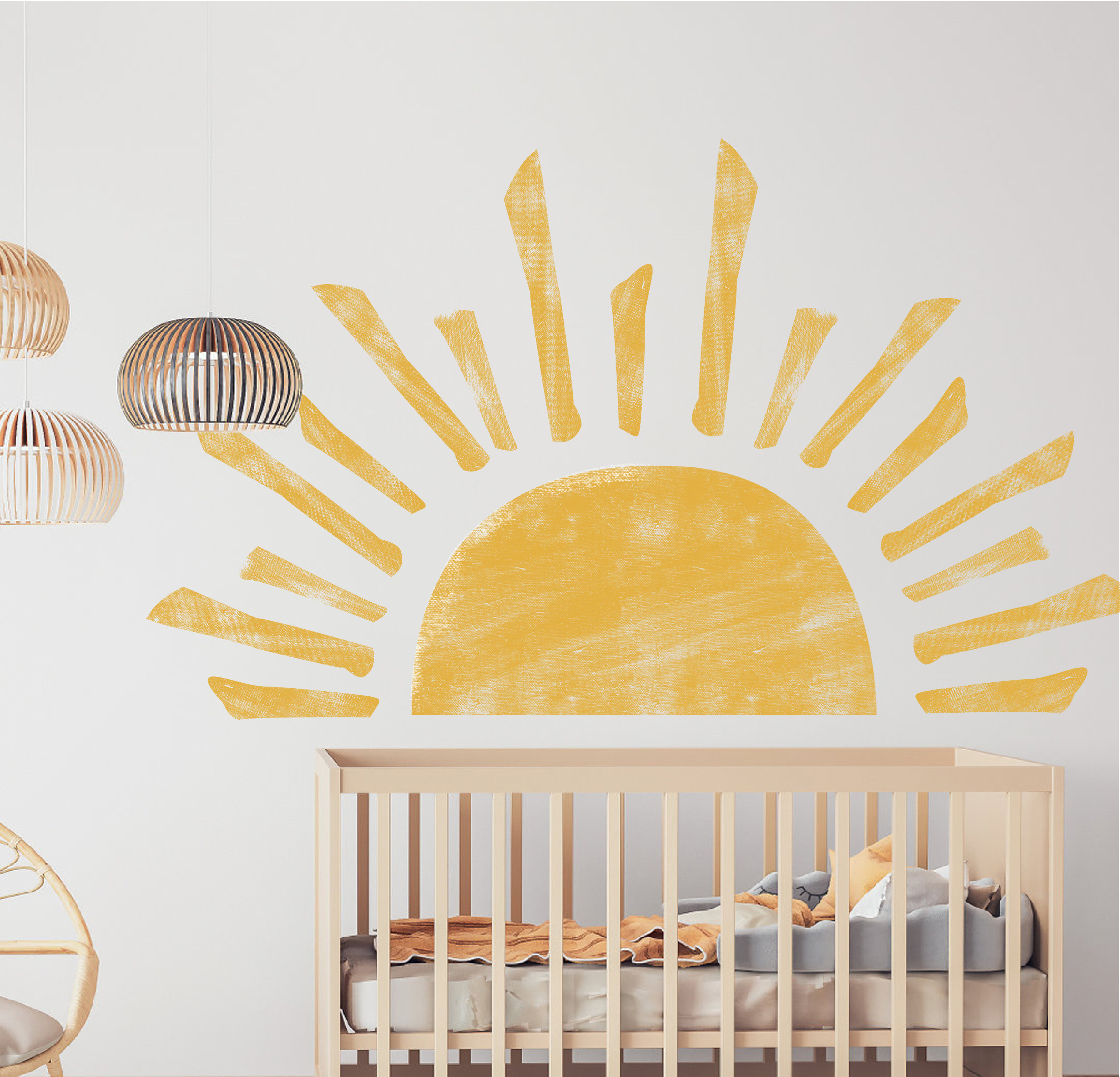 Hot sale custom vinyl watercolors sun removable boho wall stickers for kids room