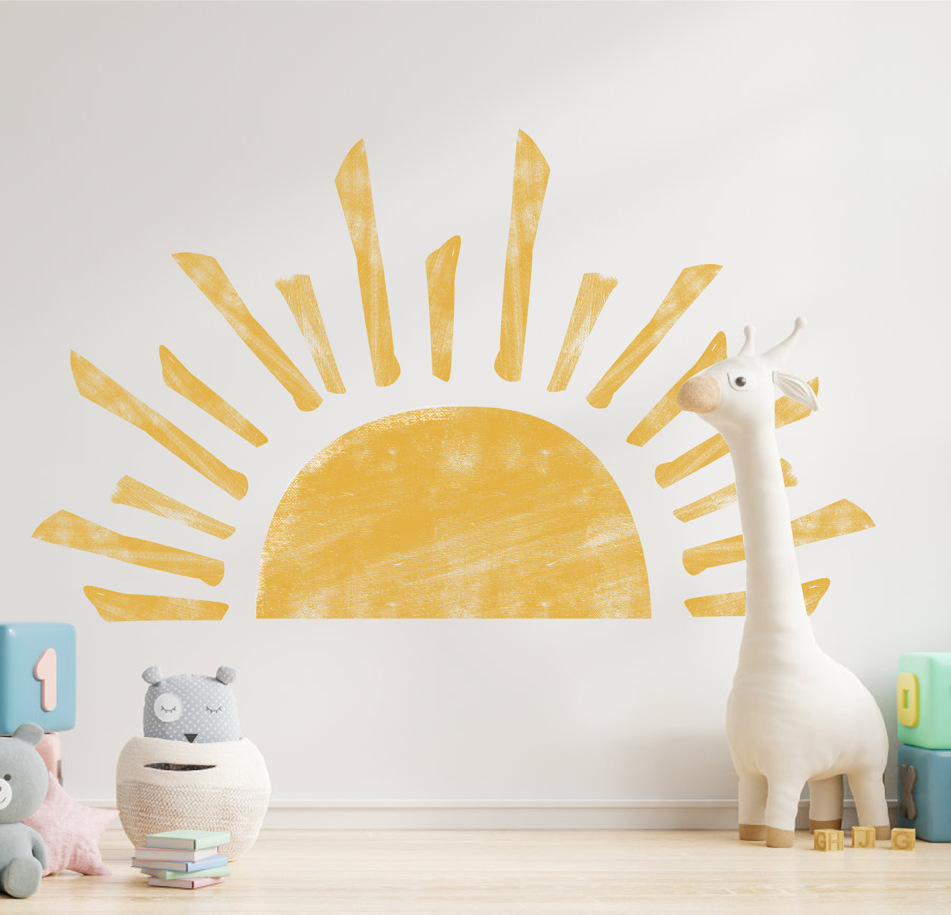 Hot sale custom vinyl watercolors sun removable boho wall stickers for kids room