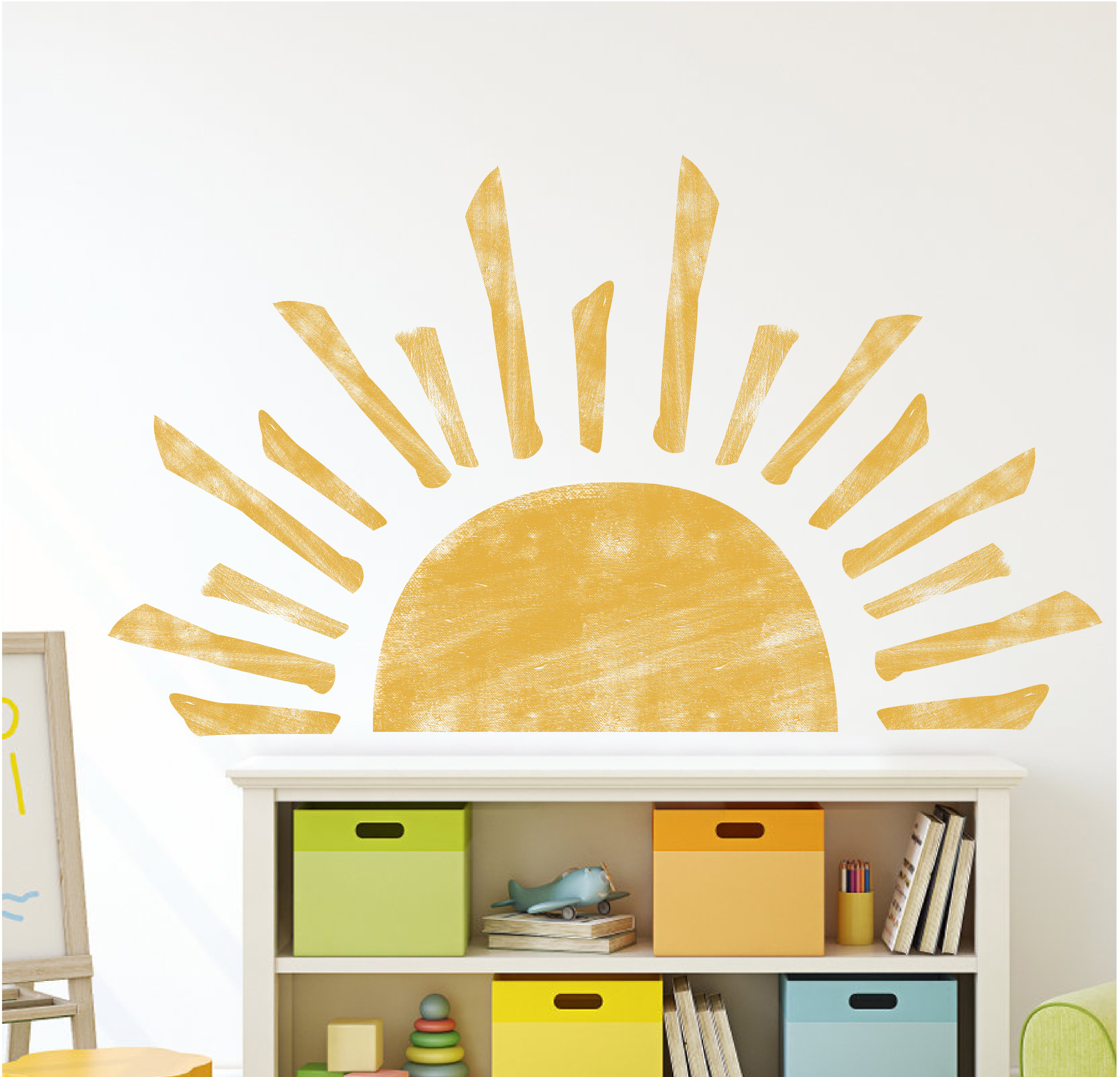 Hot sale custom vinyl watercolors sun removable boho wall stickers for kids room