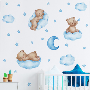 self adhesive 3d bear with cloud baby room decor wall stickers