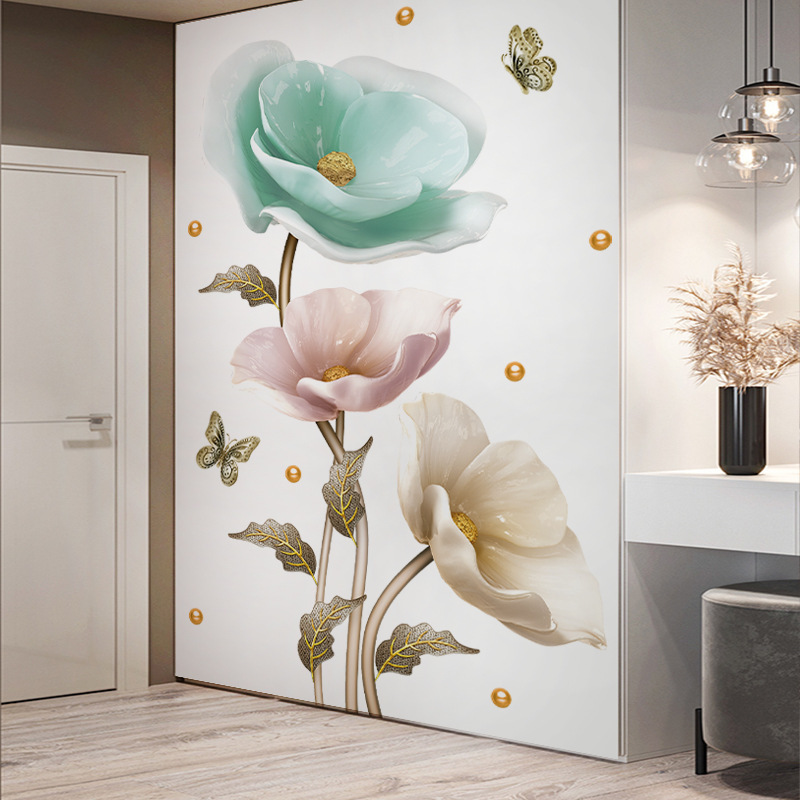 living room decoration 3d adhesive stickers flower for the wall