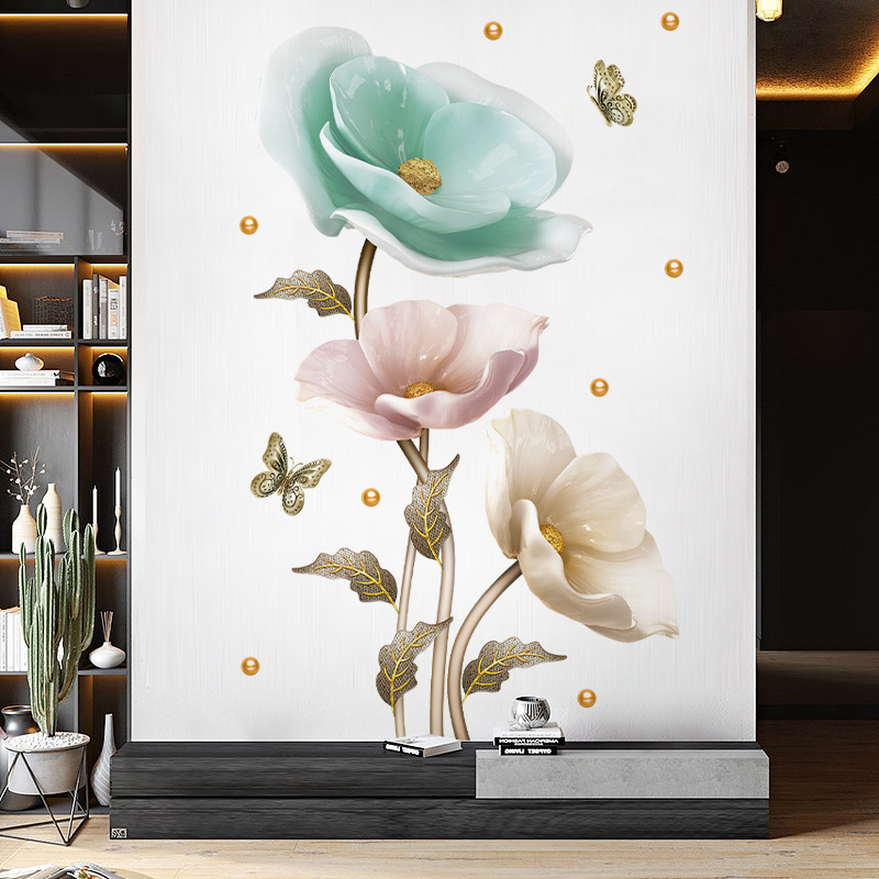 living room decoration 3d adhesive stickers flower for the wall