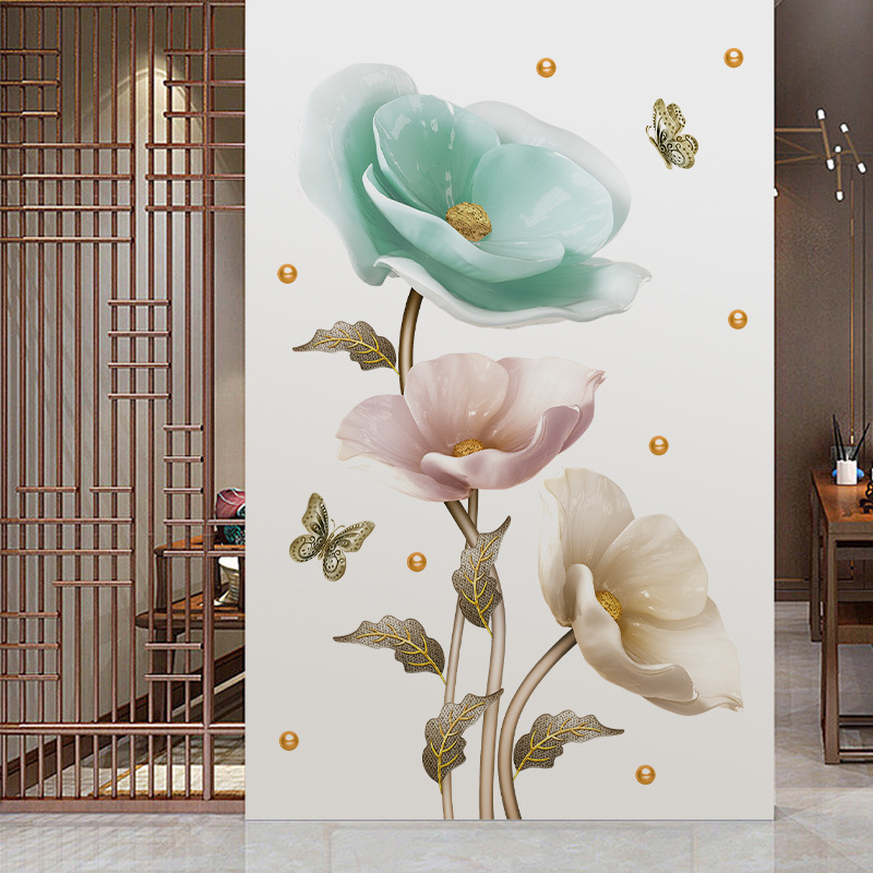 living room decoration 3d adhesive stickers flower for the wall