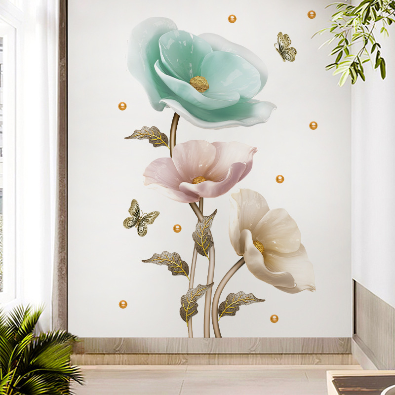 living room decoration 3d adhesive stickers flower for the wall