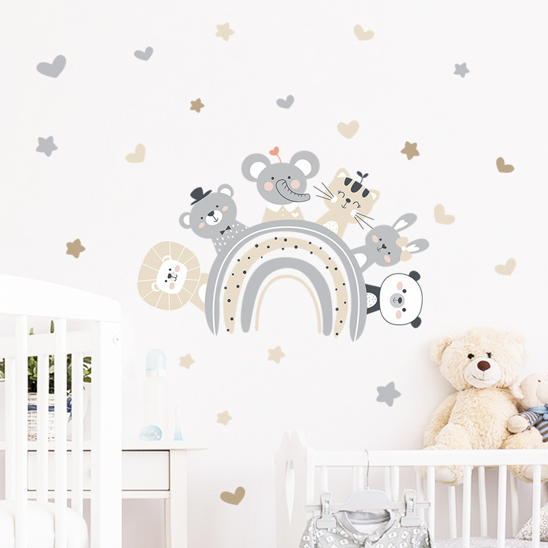 removable home decoration sticker 3d cartoon baby animals safari wall decals