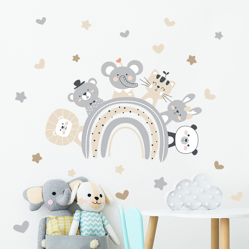 removable home decoration sticker 3d cartoon baby animals safari wall decals