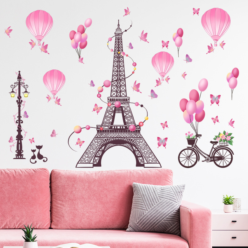 home decorative 3d The Paris tower with balloon wallpaper sticker 3d wall paper