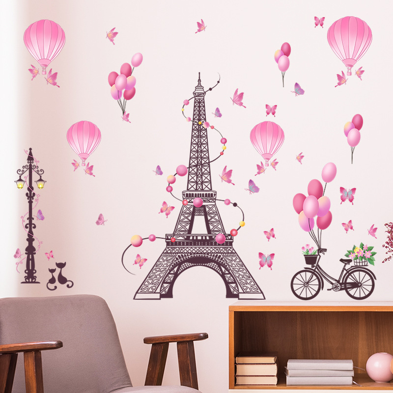 home decorative 3d The Paris tower with balloon wallpaper sticker 3d wall paper