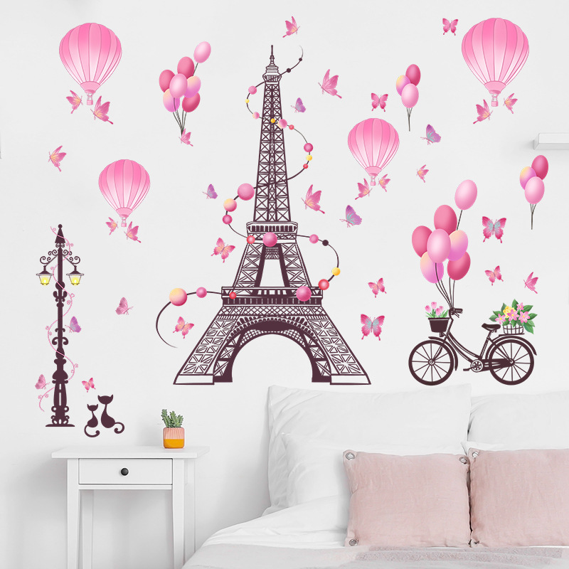 home decorative 3d The Paris tower with balloon wallpaper sticker 3d wall paper