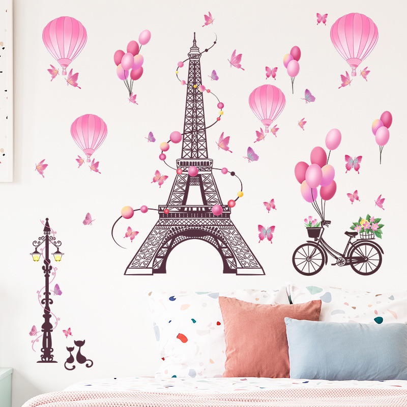 home decorative 3d The Paris tower with balloon wallpaper sticker 3d wall paper