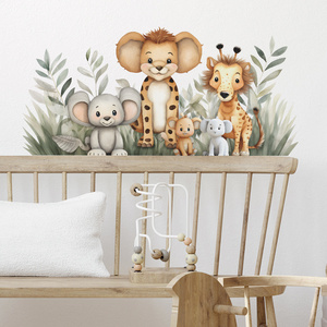 Kids room removable cartoon jungle animal green forest wall stickers