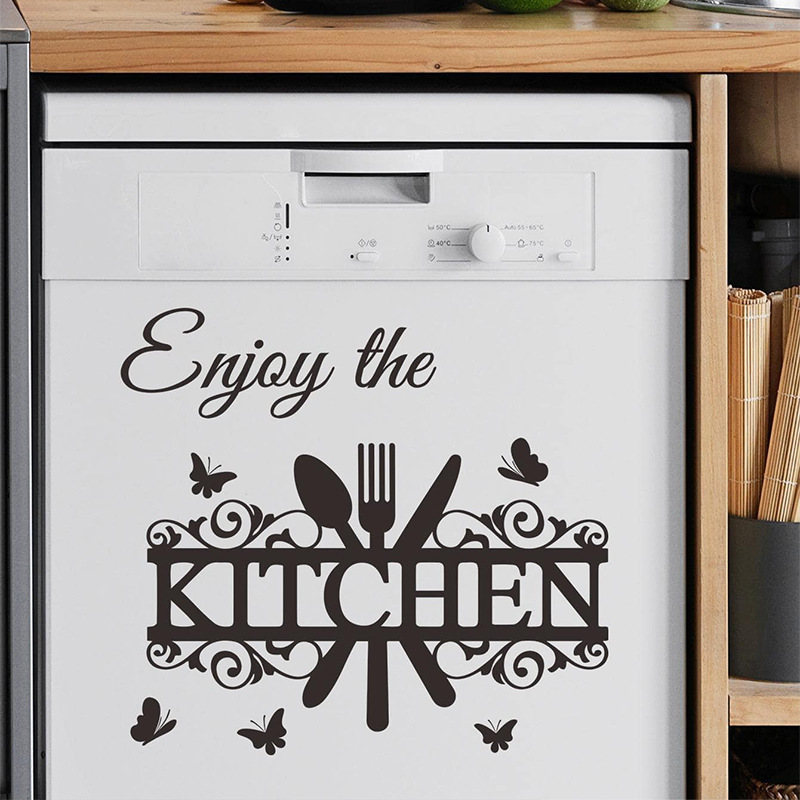 Home decorative self adhesive removable wholesale black kitchen wall sticker