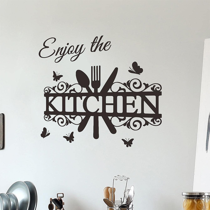 Home decorative self adhesive removable wholesale black kitchen wall sticker