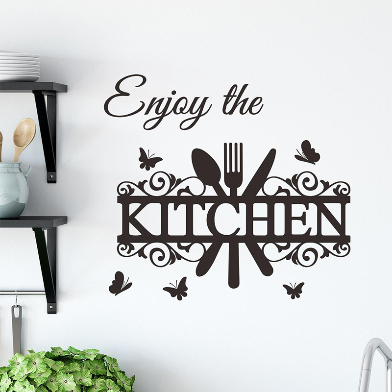 Home decorative self adhesive removable wholesale black kitchen wall sticker