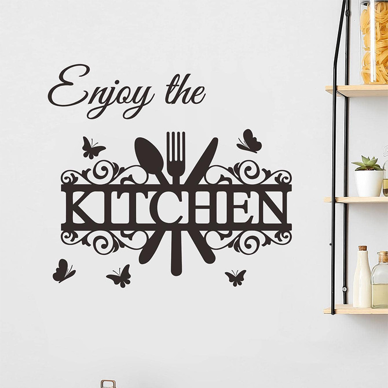 Home decorative self adhesive removable wholesale black kitchen wall sticker