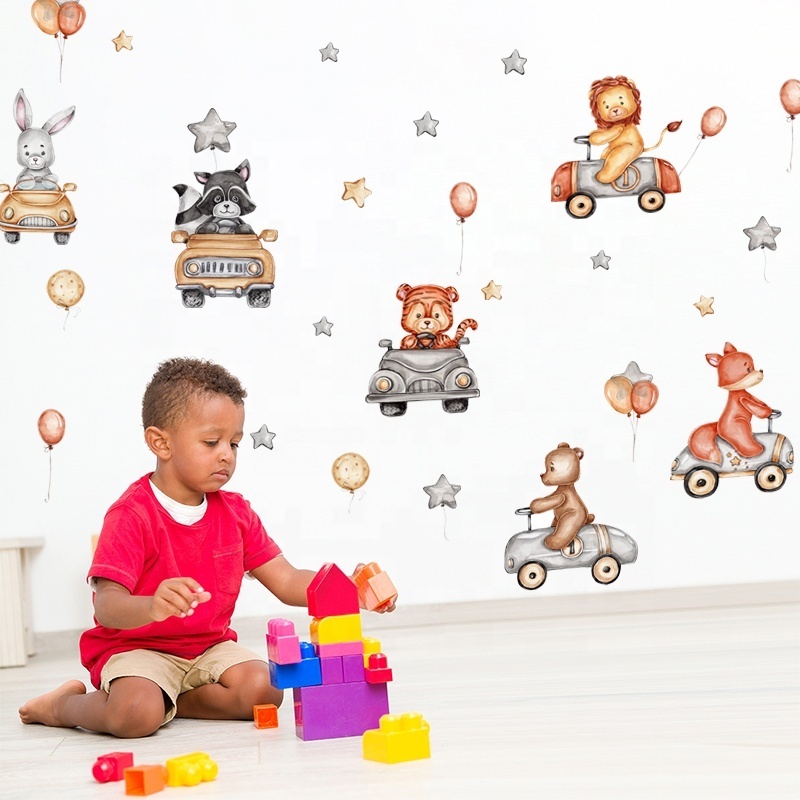 Kids room decoration self adhesive cartoon animal stickers on the wall