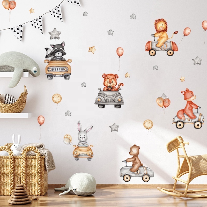 Kids room decoration self adhesive cartoon animal stickers on the wall