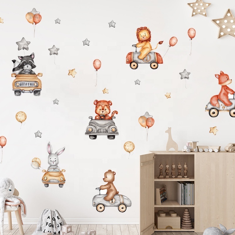 Kids room decoration self adhesive cartoon animal stickers on the wall