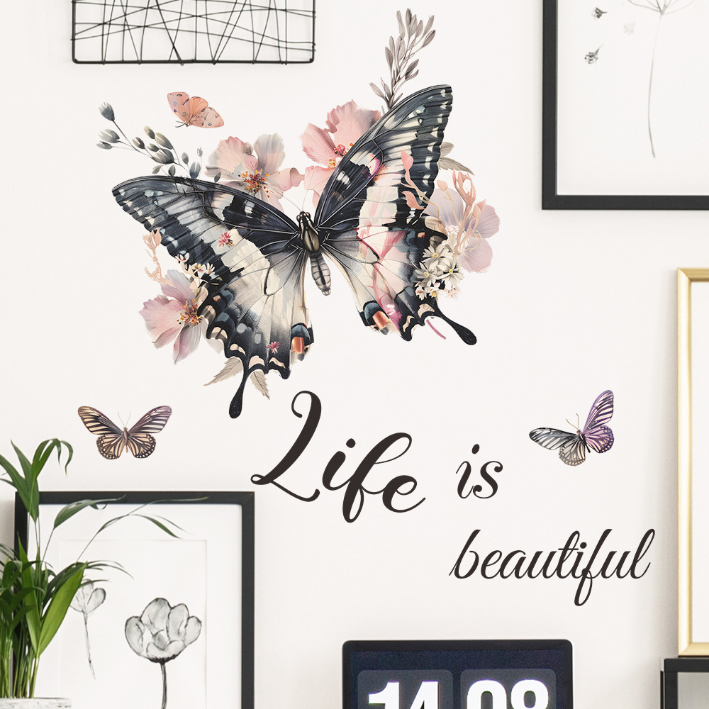 Living room decoration adhesive family quote butterfly wall big sticker 3d