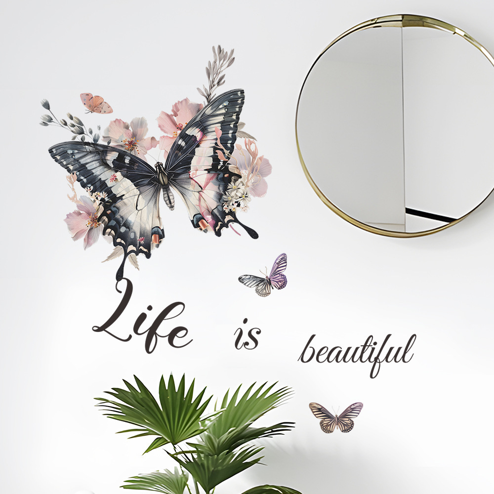 Living room decoration adhesive family quote butterfly wall big sticker 3d