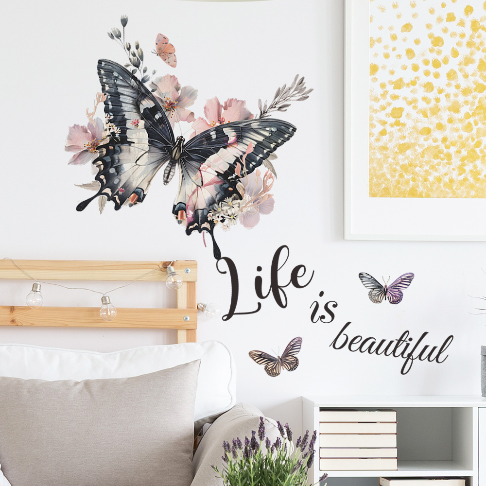 Living room decoration adhesive family quote butterfly wall big sticker 3d