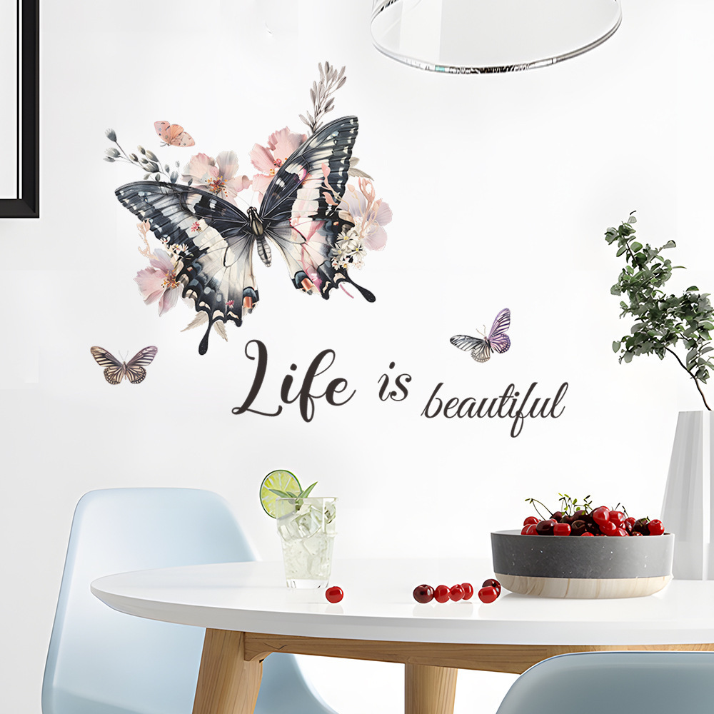 Living room decoration adhesive family quote butterfly wall big sticker 3d