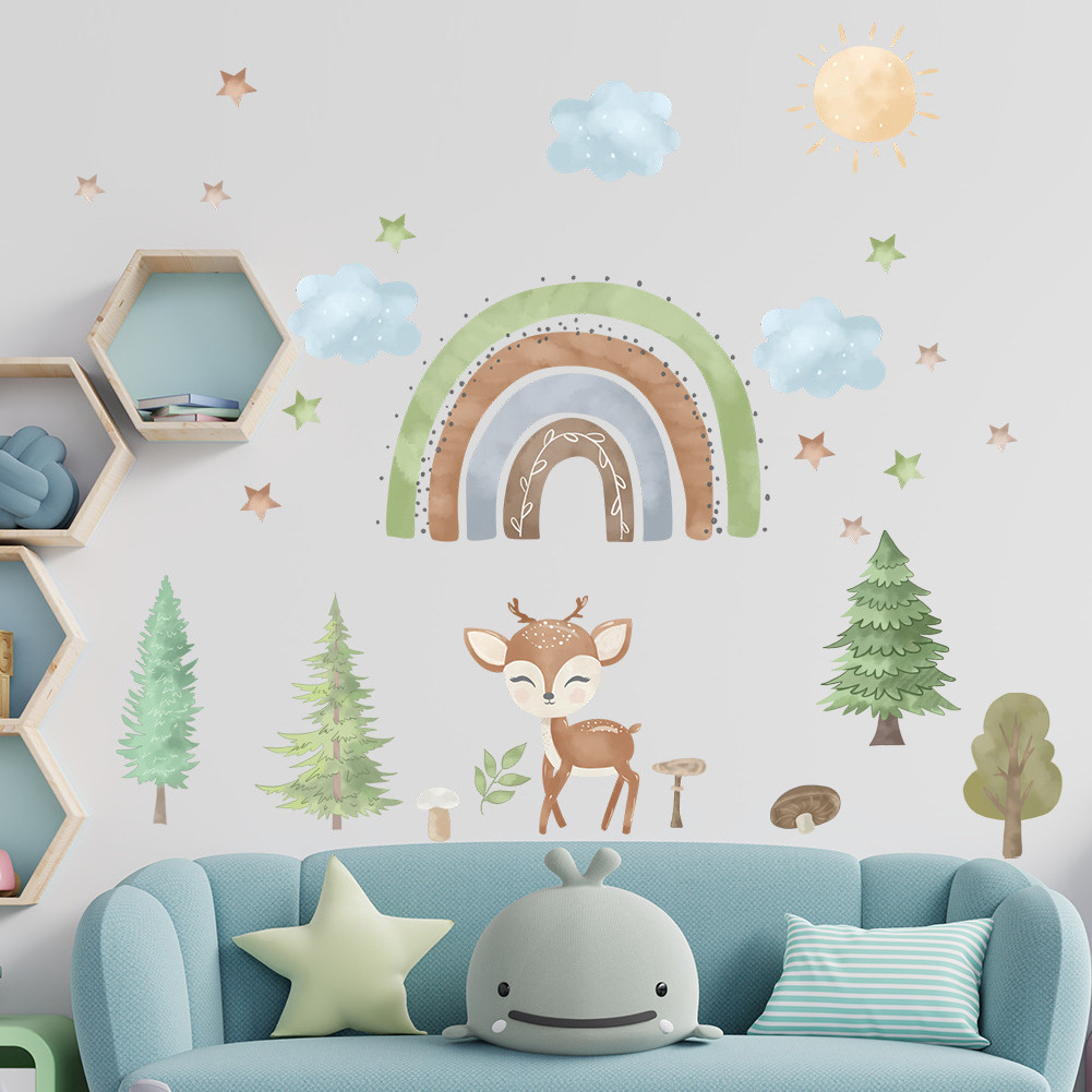 kids room decoration cartoon 3d vinyl boho rainbow wall decal