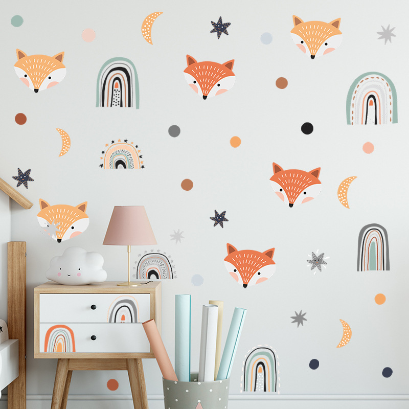 Cartoon Rainbow Wall Stickers Decals Newest Boho Style Removable Self Adhesive Pvc for Kids Home Decoration 3D 1pc/opp Bag 10pcs