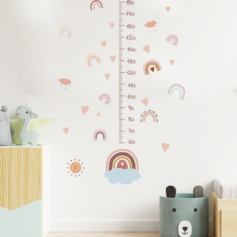 kids room decoration cute rainbow 3d height chart wall stickers wall decals