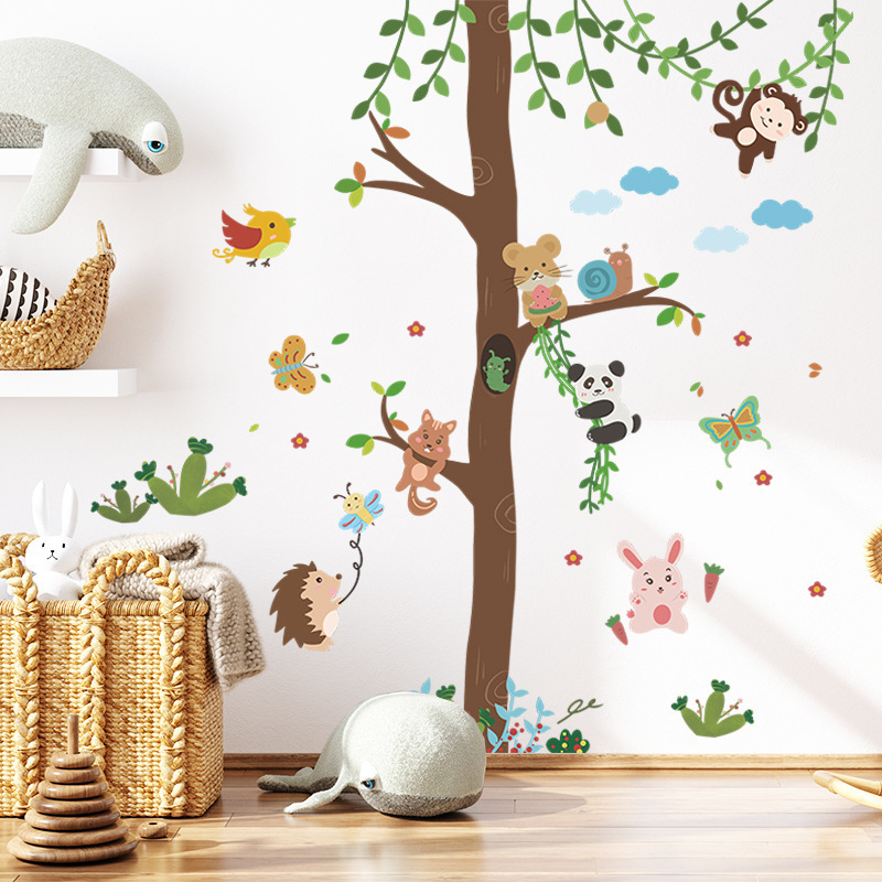 self adhesive cartoon woodland tree beautiful bed room wall stickers