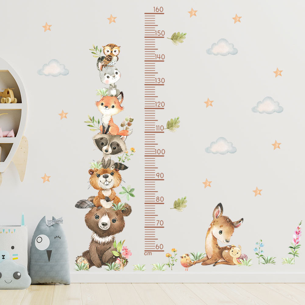 Removable cute woodland animal height chart wall decor sticker living room