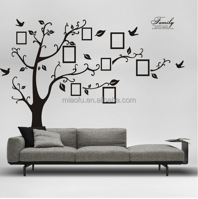 Large removable black photo family tree 3d wall stickers home decor