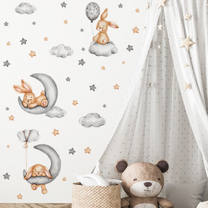 removable cartoon rabbit wit cloud kids room wall decals home decoration