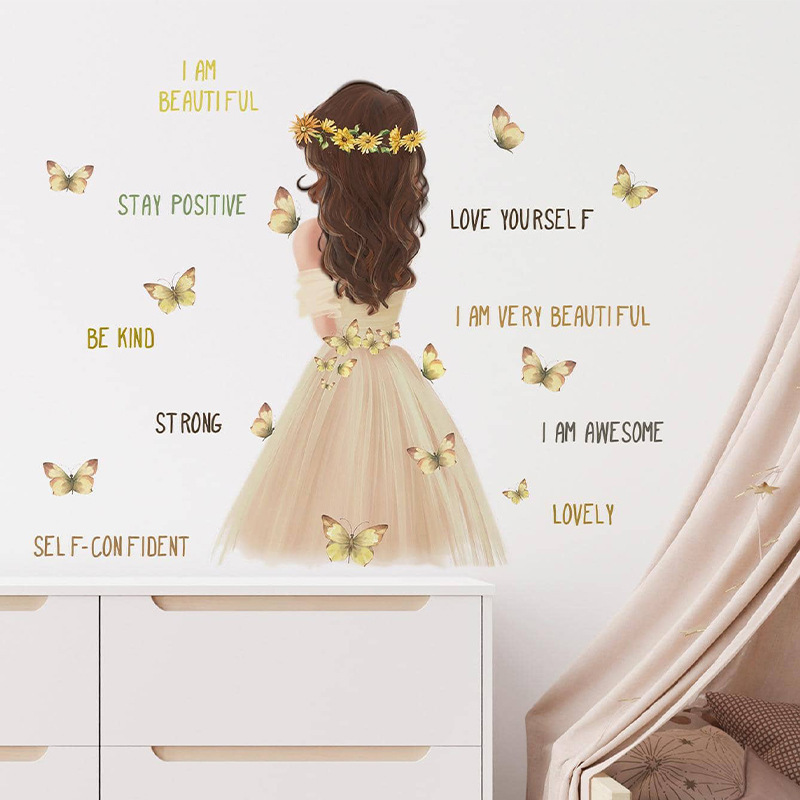 Adhesive inspiring quote word saying wall decals home decoration princess