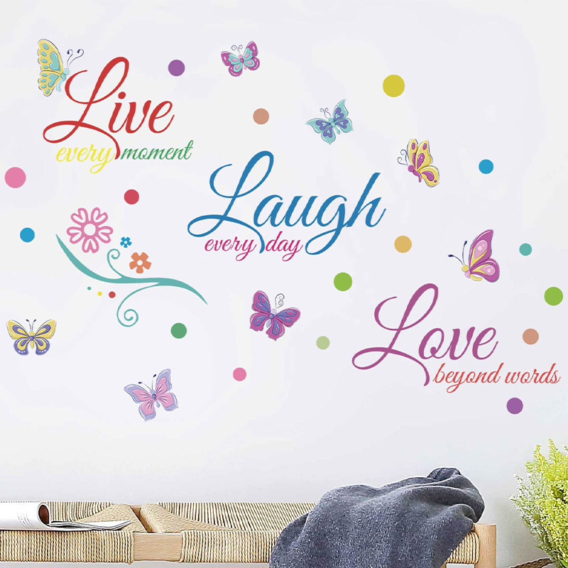 colorful 3d pvc live laugh love self adhesive family wall decals quotes