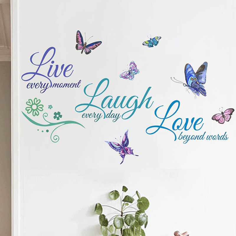 self adhesive family quote with butterfly multifunction wall decal