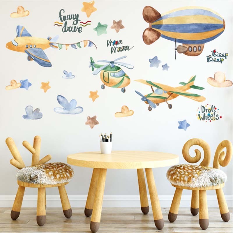 PVC removable kids room china wall stickers for home decrotaion airplane nursery wall mural decals