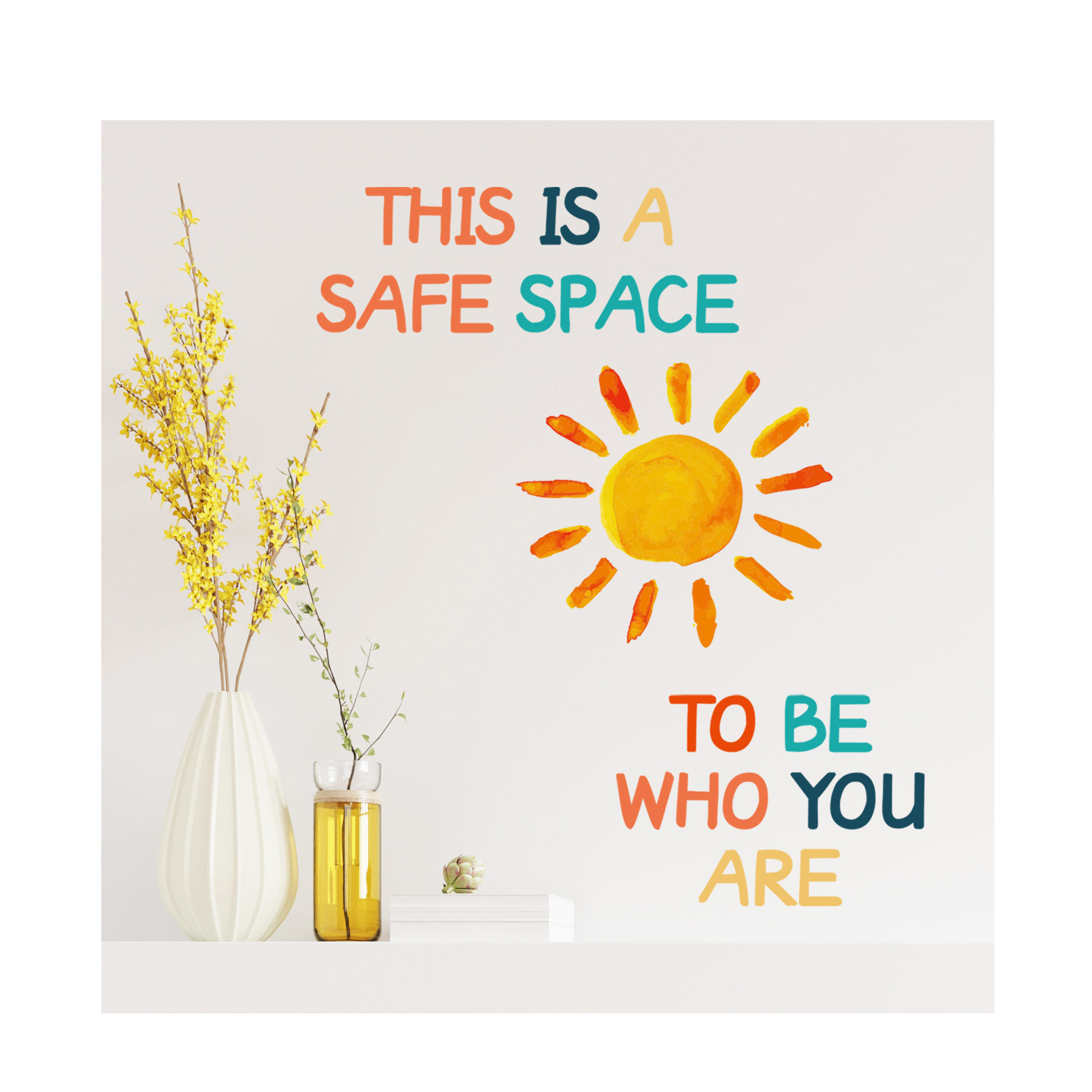 Self adhesive 3d sun inspirational quote kids wall sticker decoration