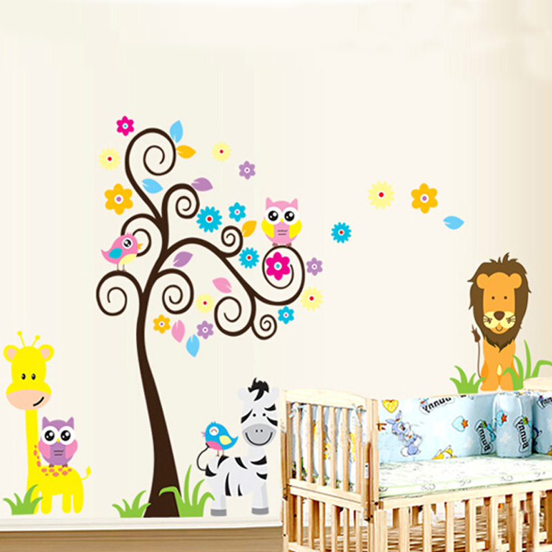 Self adhesive cartoon kids room removable wall decals