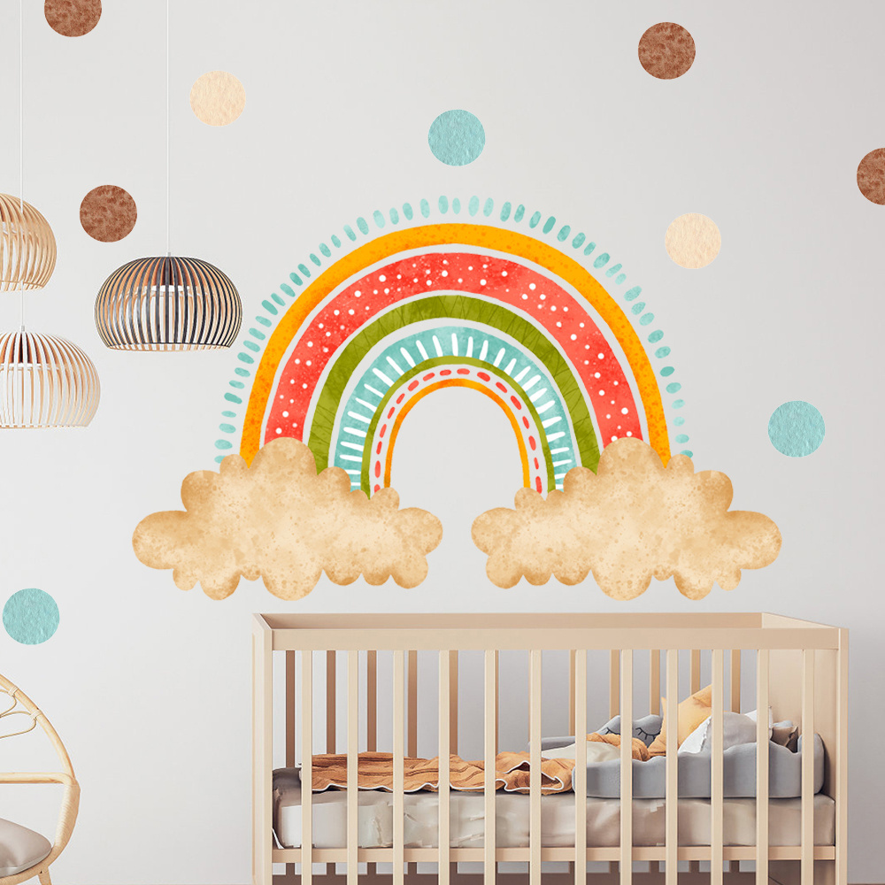 New design boho rainbow polka dot baby room decor wall stickers