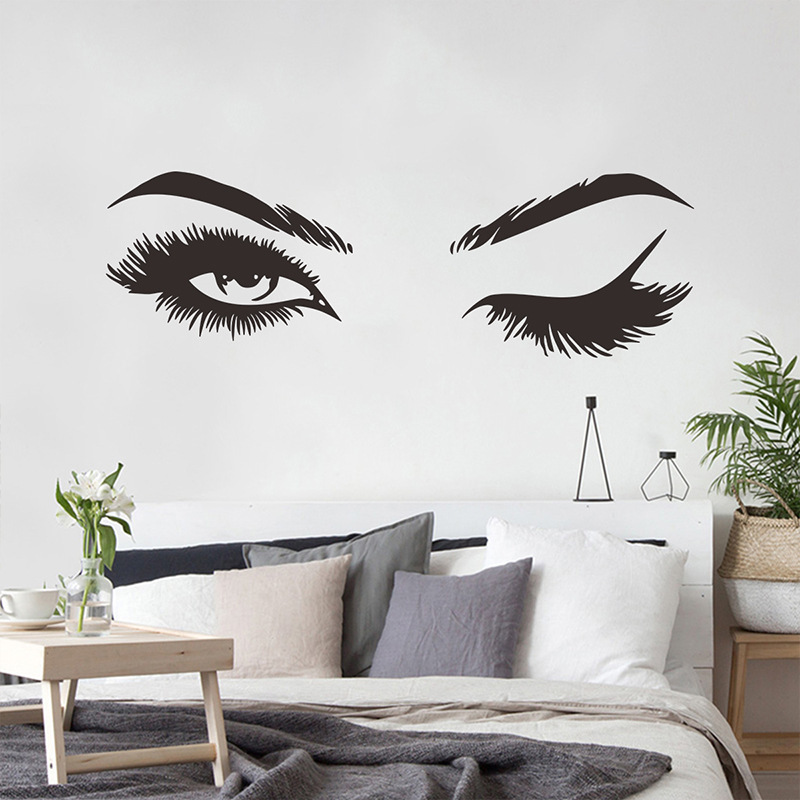 Home decor removable pvc vinyl eyelash wall sticker