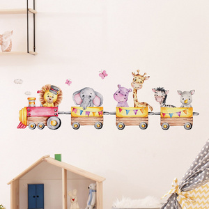 Removable cartoon animal train wall decals home decoration children