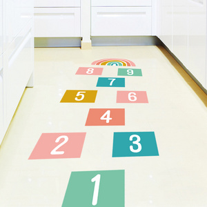 kids room rainbow number pvc vinyl floor sticker floor decals on floor tile